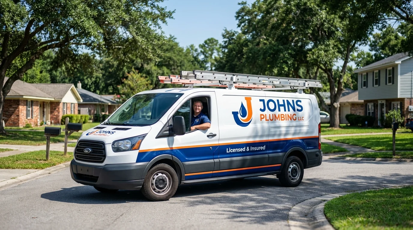Johns Plumbing LLC service van in Lusby, MD