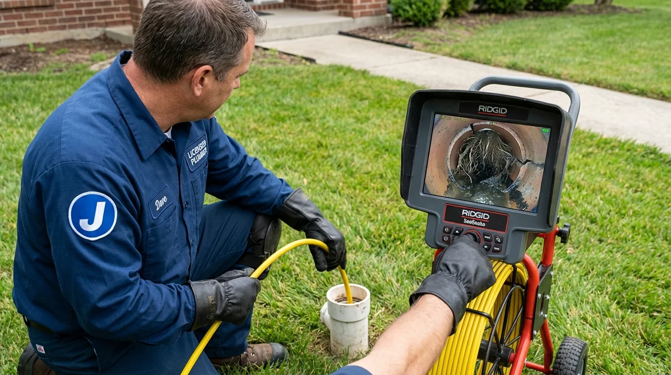 Sewer camera inspection being performed by Johns Plumbing LLC in Lusby